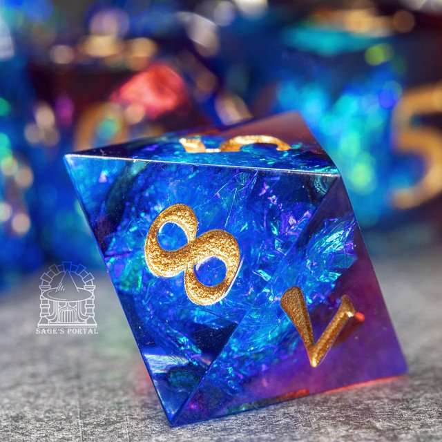 Sage's Crystals - Thermal Flame Sharp Edge Resin Polyhedral Dice Set - Sage's PortalSharp Edge Resin Dice Set