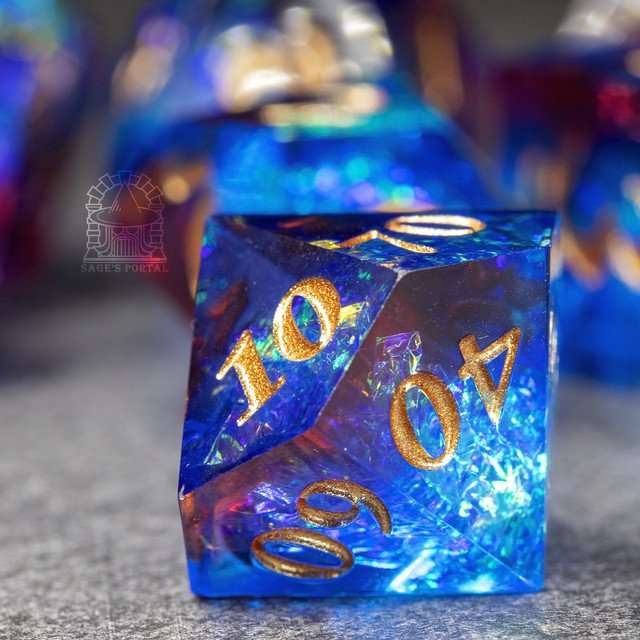Sage's Crystals - Thermal Flame Sharp Edge Resin Polyhedral Dice Set - Sage's PortalSharp Edge Resin Dice Set