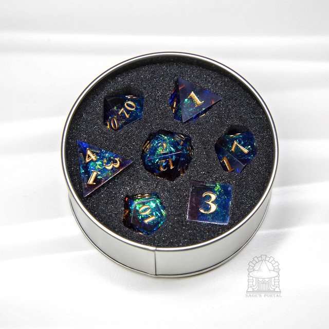 Sage's Crystals - Thermal Flame Sharp Edge Resin Polyhedral Dice Set - Sage's PortalSharp Edge Resin Dice Set