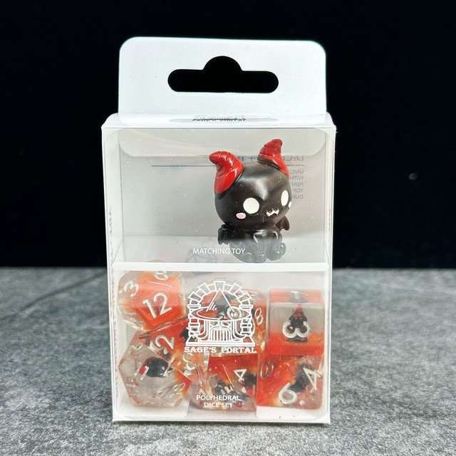 Sage's Cutesy Succubus Familiar Resin Polyhedral Dice Set - Sage's PortalResin Dice Set