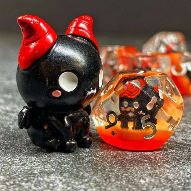 Sage's Cutesy Succubus Familiar Resin Polyhedral Dice Set - Sage's PortalResin Dice Set