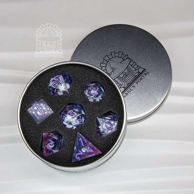 Sage's Dancing Souls Liquid Core Sharp Edge Resin Dice Set - Sage's PortalLiquid Core Dice Set