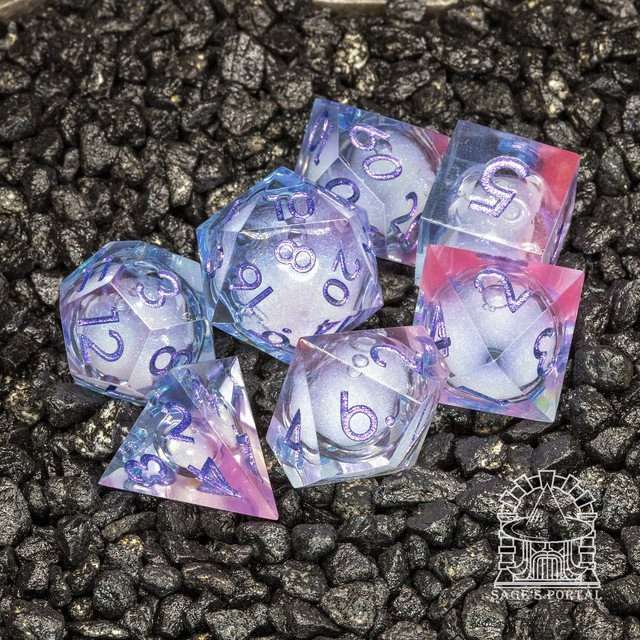 Sage's Dancing Souls Liquid Core Sharp Edge Resin Dice Set - Sage's PortalLiquid Core Dice Set
