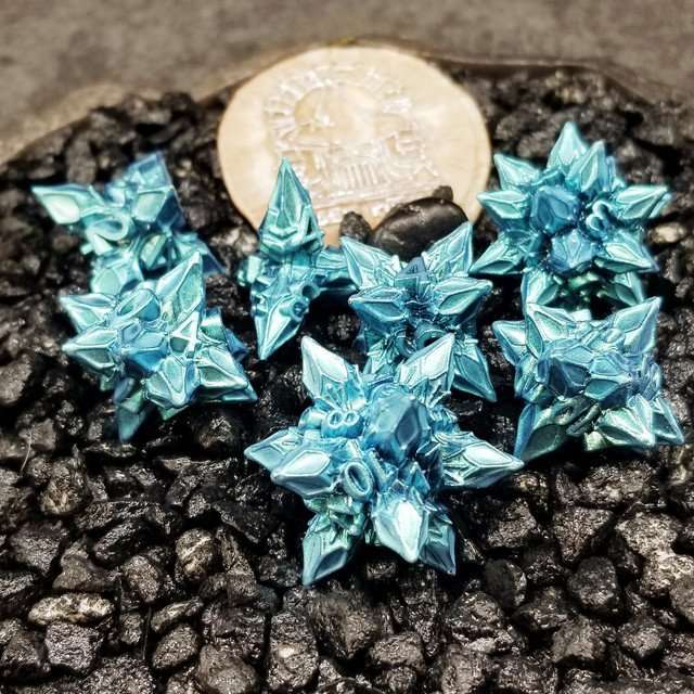 Sage's Deadly Blossoms Aquamarine Metal Polyhedral Dice Set - Sage's PortalMetal Dice Set