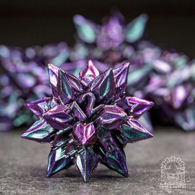 Sage's Deadly Blossoms Blue/Pink Metal Polyhedral Dice Set - Sage's PortalMetal Dice Set