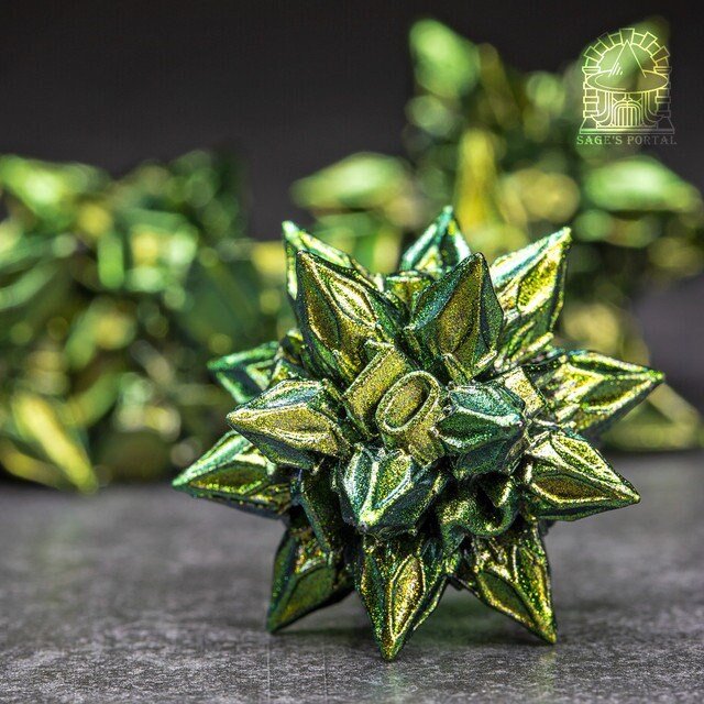 Sage’s Deadly Blossoms Green Metal Polyhedral Dice Set | Dungeons Dragons DnD Pathfinder RPG - Sage's PortalMetal Dice Set