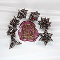 Sage's Deadly Blossoms Nickel/Blood Metal Polyhedral Dice Set - Sage's PortalMetal Dice Set