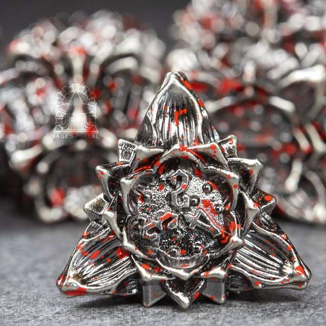 Sage's Deadly Lotus Petrified Carnage Metal Polyhedral Dice Set - Sage's PortalMetal Dice Set