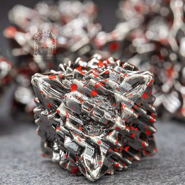 Sage's Deadly Lotus Petrified Carnage Metal Polyhedral Dice Set - Sage's PortalMetal Dice Set