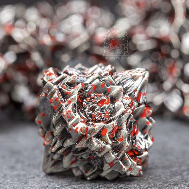 Sage's Deadly Lotus Petrified Carnage Metal Polyhedral Dice Set - Sage's PortalMetal Dice Set