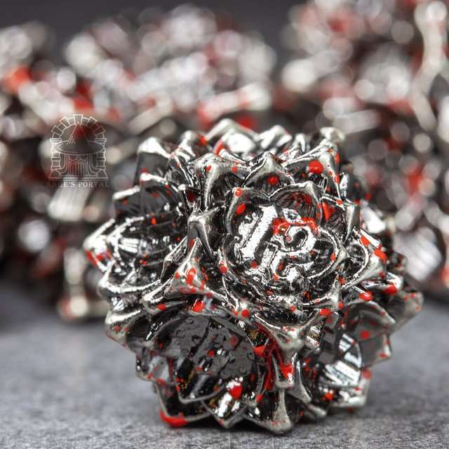 Sage's Deadly Lotus Petrified Carnage Metal Polyhedral Dice Set - Sage's PortalMetal Dice Set