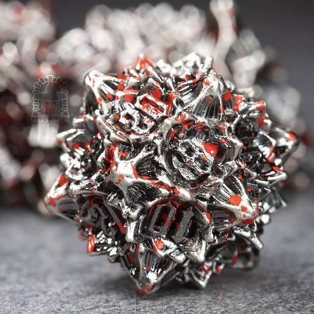 Sage's Deadly Lotus Petrified Carnage Metal Polyhedral Dice Set - Sage's PortalMetal Dice Set