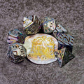 Sage's Dimension Stones - Matte Silver Holo Stripes Metal Polyhedral Dice Set - Sage's PortalMetal Dice Set