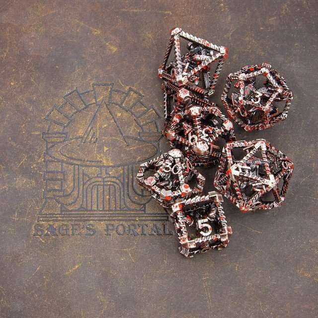 Sage's Draconic Prison Bloody Cage Hollow Metal Dice Set - Sage's PortalHollow Metal Dice Set