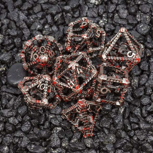 Sage's Draconic Prison Bloody Cage Hollow Metal Dice Set - Sage's PortalHollow Metal Dice Set