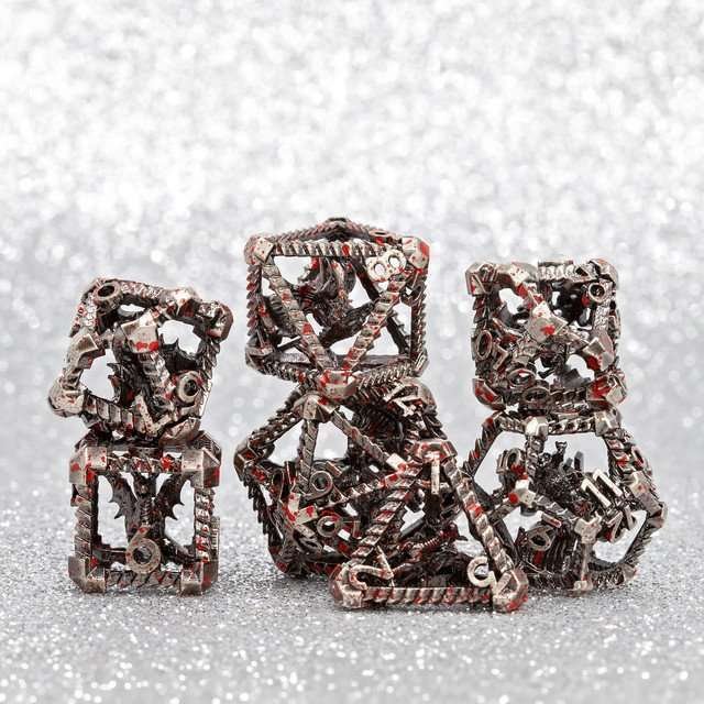 Sage's Draconic Prison Bloody Cage Hollow Metal Dice Set - Sage's PortalHollow Metal Dice Set