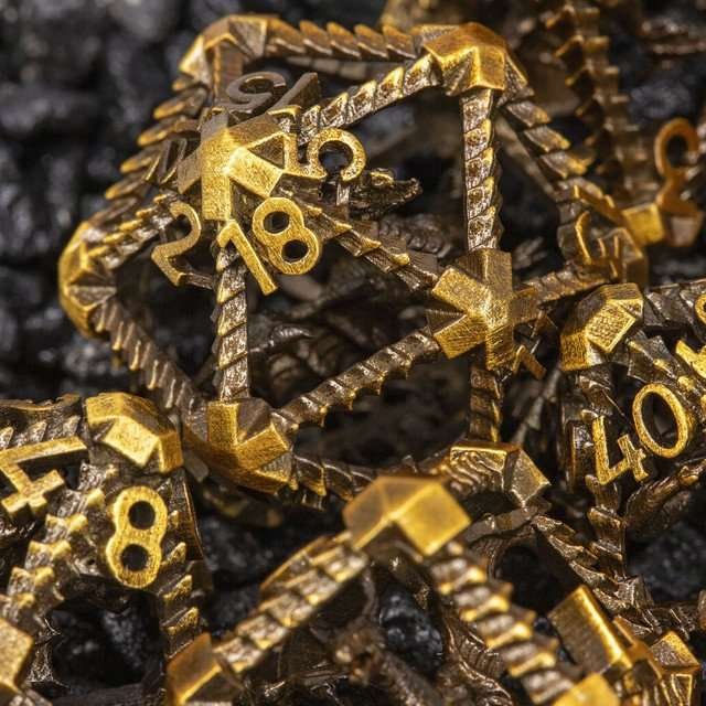 Sage's Draconic Prison Bronze Cage Hollow Metal Dice Set - Sage's PortalHollow Metal Dice Set