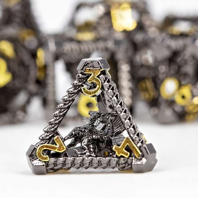 Sage's Draconic Prison Midnight Cage Hollow Metal Dice Set - Sage's PortalHollow Metal Dice Set