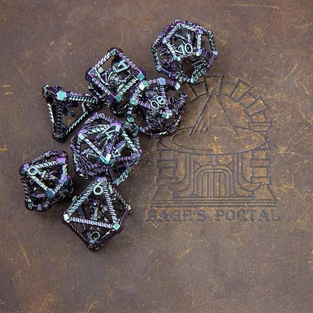 Sage's Draconic Prison Witch's Curse Cage Hollow Metal Dice Set - Sage's PortalHollow Metal Dice Set