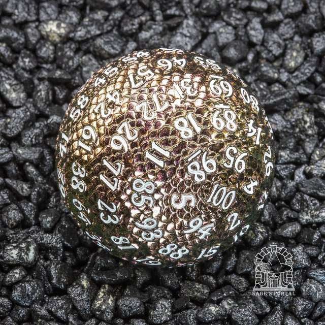 Sage’s Dragon Egg Green/Red d100 Metal Dice - Sage's PortalMetal Dice Set