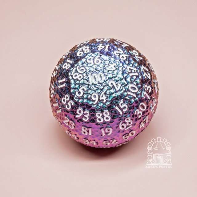 Sage’s Dragon Egg Purple/Red d100 Metal Dice - Sage's PortalMetal Dice Set