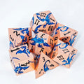 Sage’s Dragon Etchings Copper/Blue Metal Polyhedral Dice Set - Sage's PortalMetal Dice Set