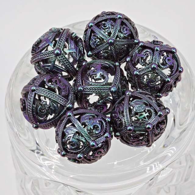 Sage’s Dragon Orb Deadly Nightshade Hollow Metal Dice Set - Sage's PortalHollow Metal Dice Set