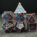 Sage's Dragonstones- Chained Drake Sapphire Copper Metal Polyhedral Dice Set - Sage's PortalMetal Dice Set