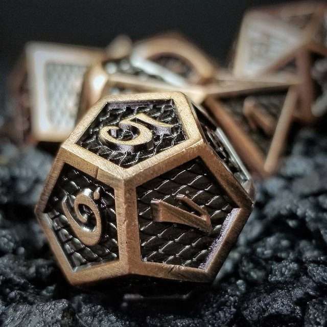 Sage's Dragonstones - Copper Black Metal Polyhedral Dice Dungeons Dragons - Sage's PortalMetal Dice Set