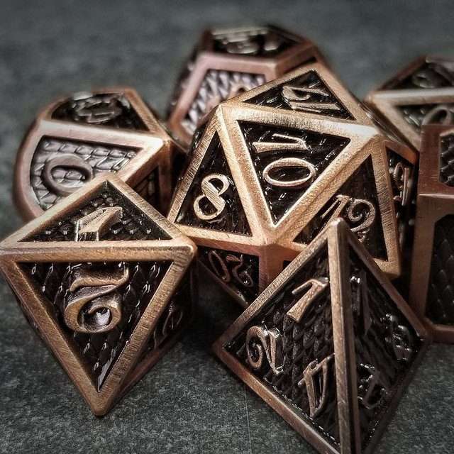 Sage's Dragonstones - Copper Black Metal Polyhedral Dice Dungeons Dragons - Sage's PortalMetal Dice Set