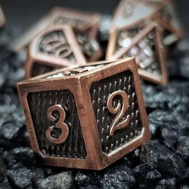 Sage's Dragonstones - Copper Black Metal Polyhedral Dice Dungeons Dragons - Sage's PortalMetal Dice Set
