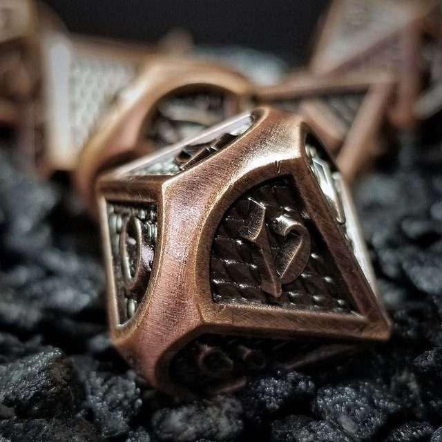 Sage's Dragonstones - Copper Black Metal Polyhedral Dice Dungeons Dragons - Sage's PortalMetal Dice Set