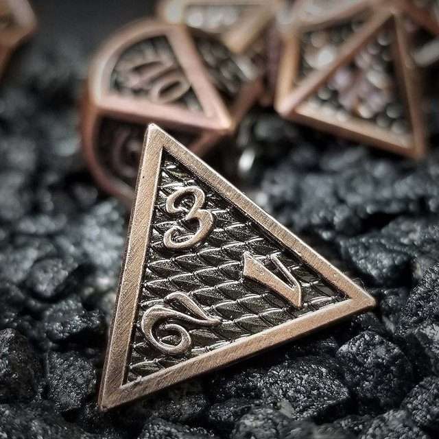 Sage's Dragonstones - Copper Black Metal Polyhedral Dice Dungeons Dragons - Sage's PortalMetal Dice Set