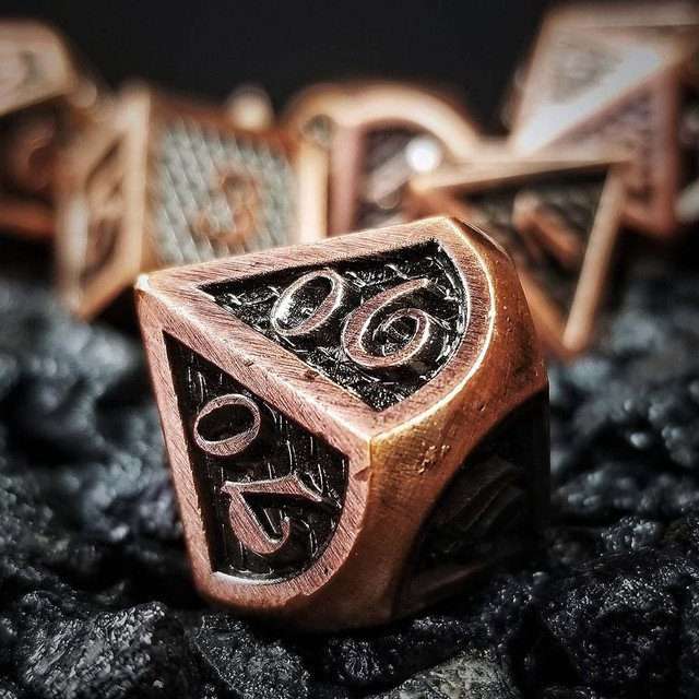 Sage's Dragonstones - Copper Black Metal Polyhedral Dice Dungeons Dragons - Sage's PortalMetal Dice Set