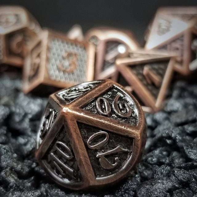 Sage's Dragonstones - Copper Black Metal Polyhedral Dice Dungeons Dragons - Sage's PortalMetal Dice Set
