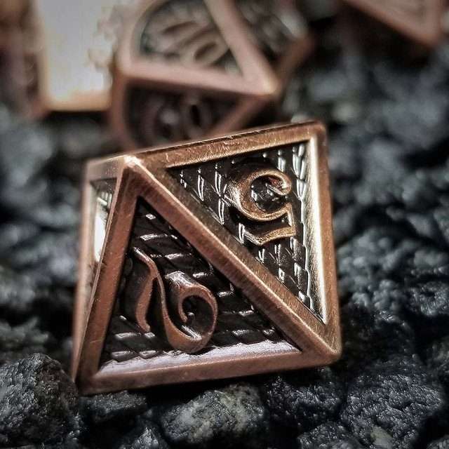 Sage's Dragonstones - Copper Black Metal Polyhedral Dice Dungeons Dragons - Sage's PortalMetal Dice Set
