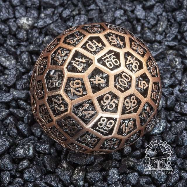 Sage’s Dragonstones Copper d100 Hollow Metal Dice - Sage's PortalHollow Metal Dice Set