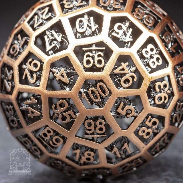 Sage’s Dragonstones Copper d100 Hollow Metal Dice - Sage's PortalHollow Metal Dice Set