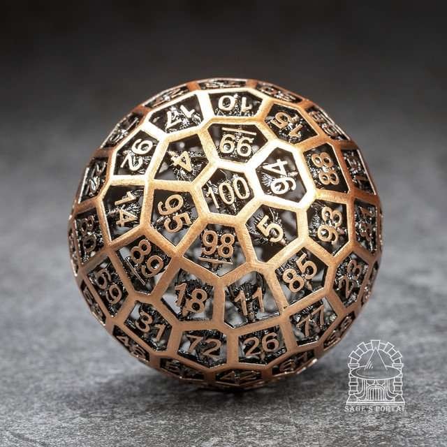 Sage’s Dragonstones Copper d100 Hollow Metal Dice - Sage's PortalHollow Metal Dice Set