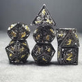Sage's Dragonstones - Elder Dragon Black/Gold Hollow Metal Dice Set - Sage's PortalHollow Metal Dice Set