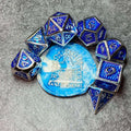 Sage's Dragonstones - True Silver Sapphire Scales Metal Polyhedral Dice - Sage's PortalMetal Dice Set