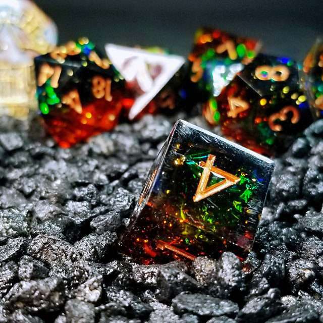 Sage's Enchanted Crystals Cola/Green/Blue Sharp Edge Resin Dice Set - Sage's PortalSharp Edge Resin Dice Set