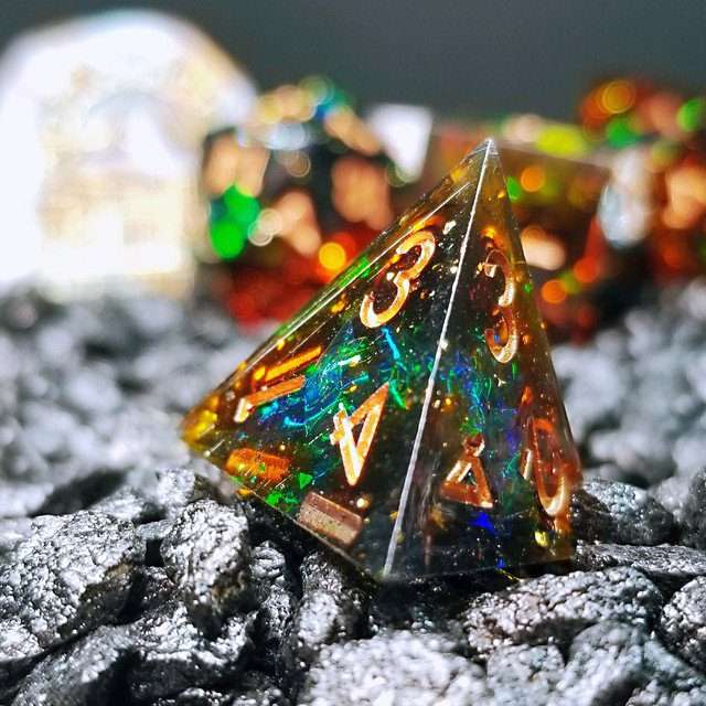 Sage's Enchanted Crystals Cola/Green/Blue Sharp Edge Resin Dice Set - Sage's PortalSharp Edge Resin Dice Set