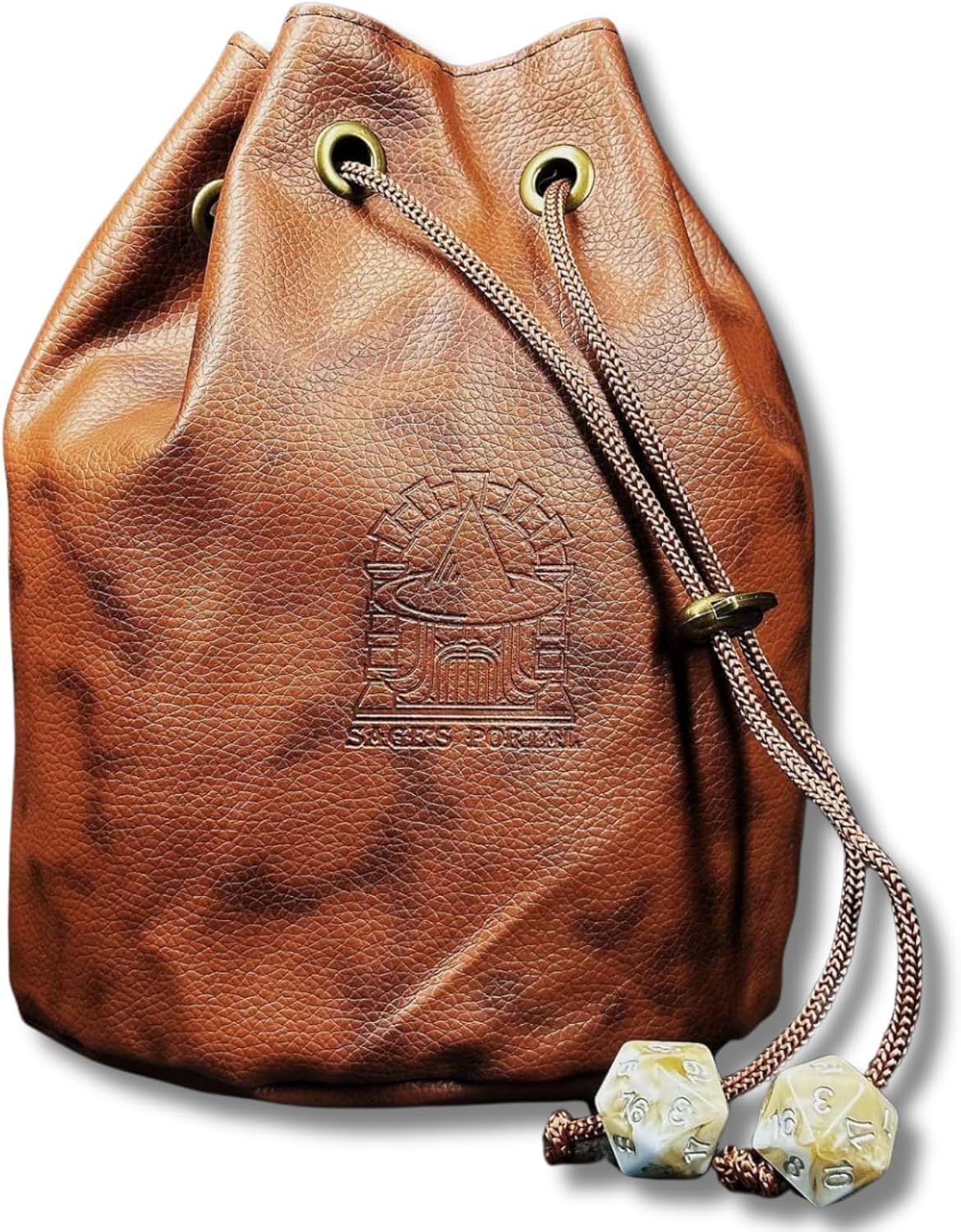 Sage's Enchanted Dice Bag - Spotted PU Leather Dice Bag with D20 Cord Ends - Sage's PortalDice Bag