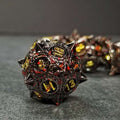 Sage's Enchanted Morningstars - Black/Gold/Blood Metal Polyhedral Dice Set - Sage's PortalMetal Dice Set