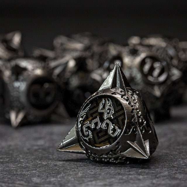 Sage's Enchanted Morningstars - Nickel/Black Metal Polyhedral Dice Set - Sage's PortalMetal Dice Set