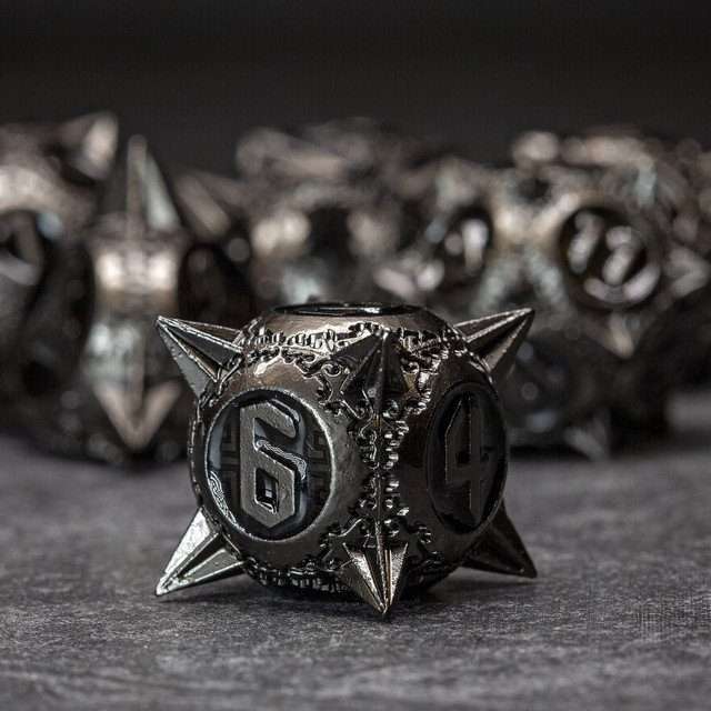 Sage's Enchanted Morningstars - Nickel/Black Metal Polyhedral Dice Set - Sage's PortalMetal Dice Set