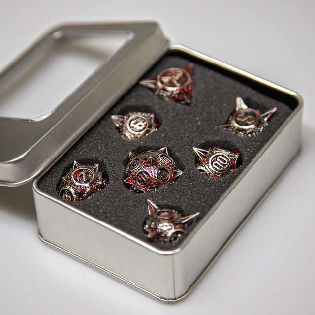 Sage's Enchanted Morningstars - Nickel/Blood Metal Polyhedral Dice Set - Sage's PortalMetal Dice Set