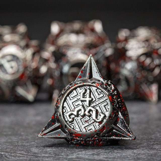 Sage's Enchanted Morningstars - Nickel/Blood Metal Polyhedral Dice Set - Sage's PortalMetal Dice Set
