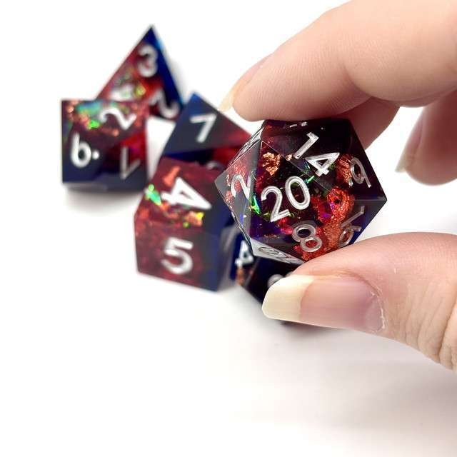 Sage's Enchanted Rainbow Crystals - Sharp Edge Resin Polyhedral Dice Set - Sage's PortalSharp Edge Resin Dice Set